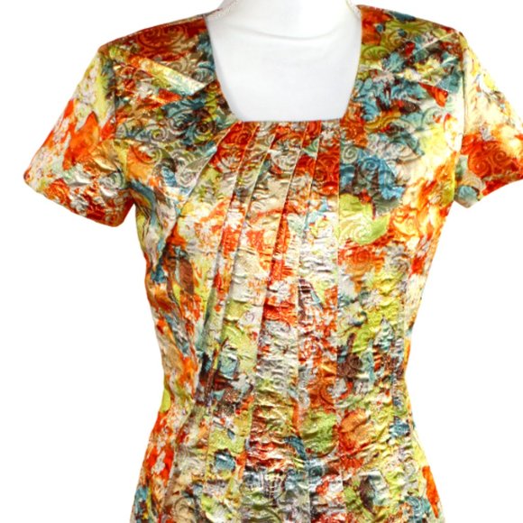 Erin Healy One of a Kind Custom Made Orange Blossom Polished Brocade Dre… - Picture 5 of 11